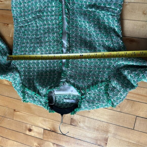 Mango Sz S Tweed Green Elegant Open Front Blazer - Picture 9 of 13